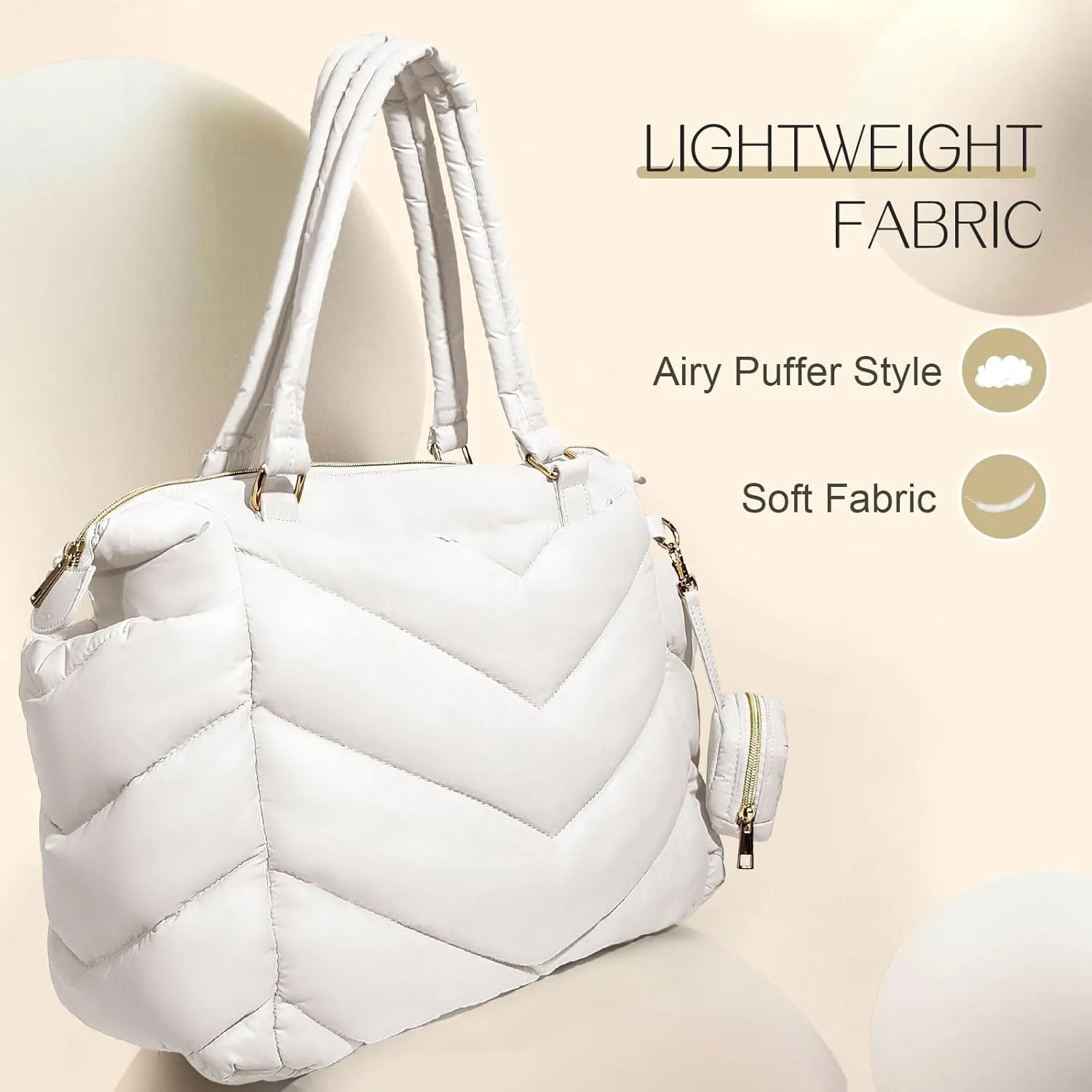 Diaper Bag Tote with Pacifier Case, Lightweight Travel Diaper Bag Backpack with 10 Pockets, Convertible Baby Bag for Mom Dad,Beige