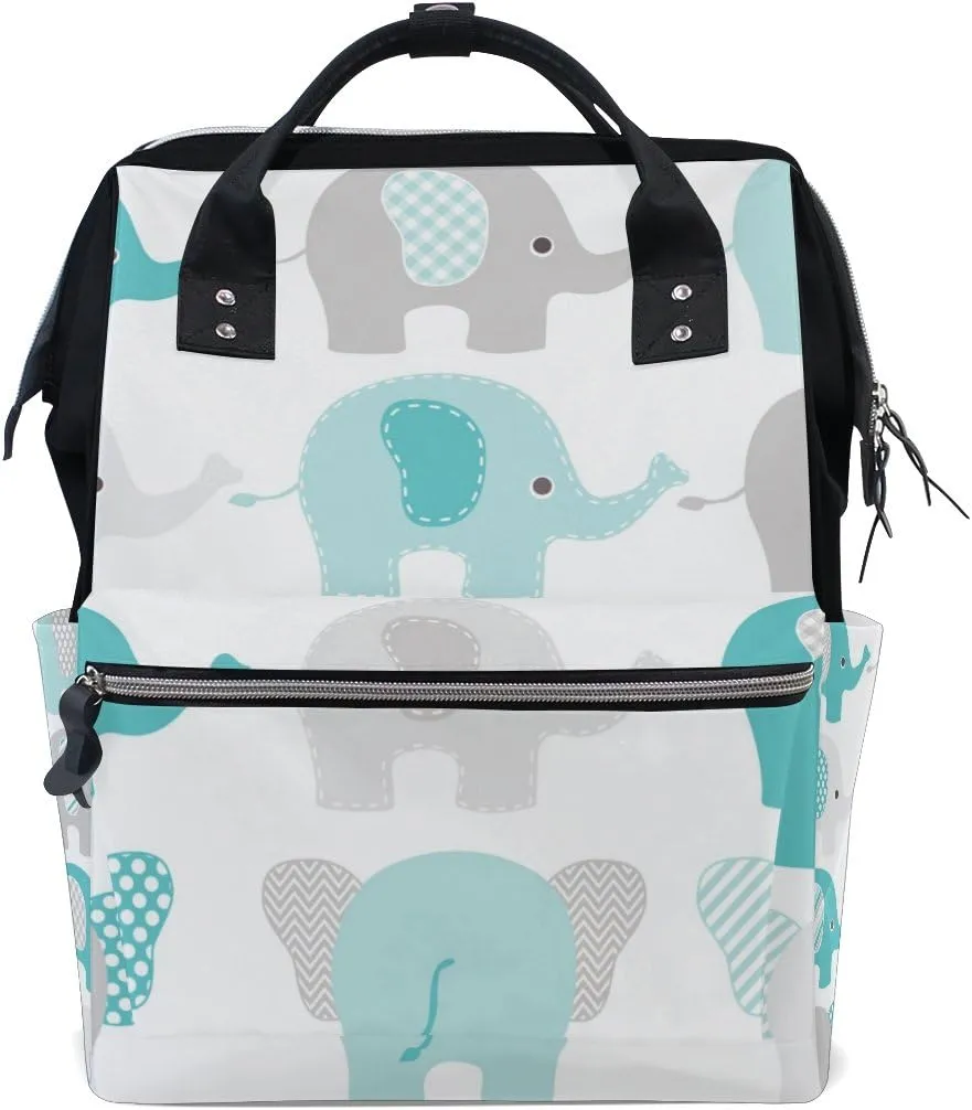 Diaper Nappy Bag Travel Backpack Mommy Bag Elephants for Women Girls Men M, Ideal Gift for New Mommy