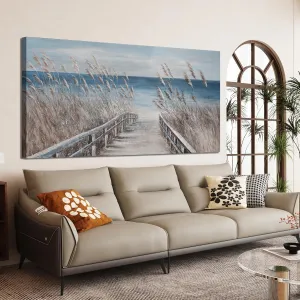 Dimpaga Canvas Wall Art Decor Blue Modern Wall Art Decorations Beach Coastal Wall Art Prints Wall Pictures for Living Room Artwork for Walls Home Office Wall Decor 20"X40"