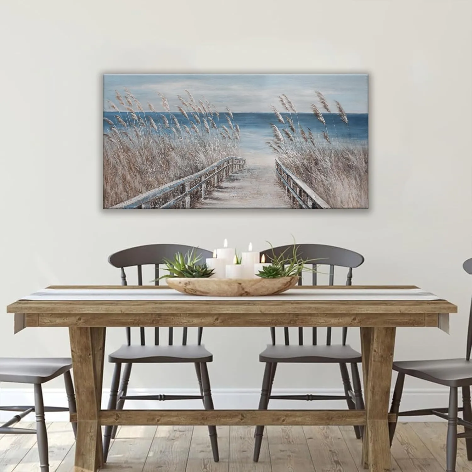 Dimpaga Canvas Wall Art Decor Blue Modern Wall Art Decorations Beach Coastal Wall Art Prints Wall Pictures for Living Room Artwork for Walls Home Office Wall Decor 20"X40"