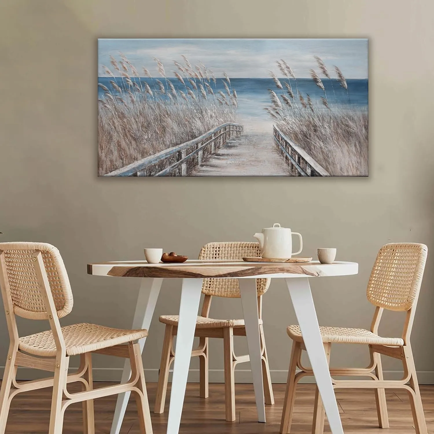 Dimpaga Canvas Wall Art Decor Blue Modern Wall Art Decorations Beach Coastal Wall Art Prints Wall Pictures for Living Room Artwork for Walls Home Office Wall Decor 20"X40"