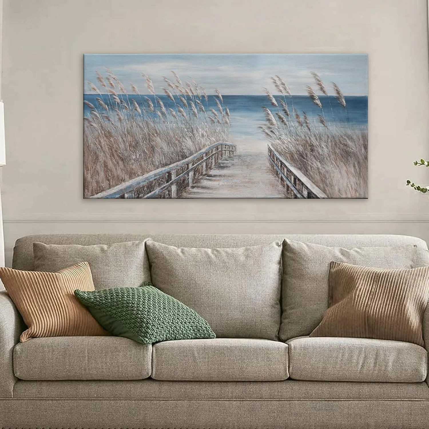 Dimpaga Canvas Wall Art Decor Blue Modern Wall Art Decorations Beach Coastal Wall Art Prints Wall Pictures for Living Room Artwork for Walls Home Office Wall Decor 20"X40"