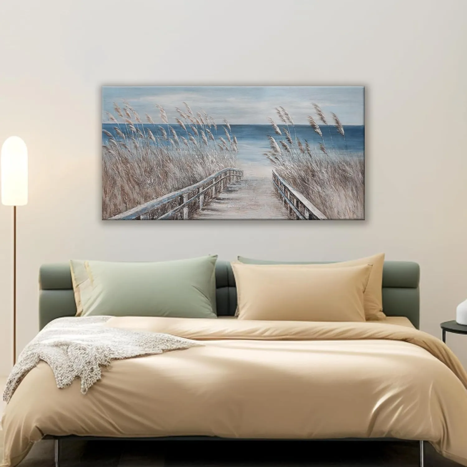Dimpaga Canvas Wall Art Decor Blue Modern Wall Art Decorations Beach Coastal Wall Art Prints Wall Pictures for Living Room Artwork for Walls Home Office Wall Decor 20"X40"
