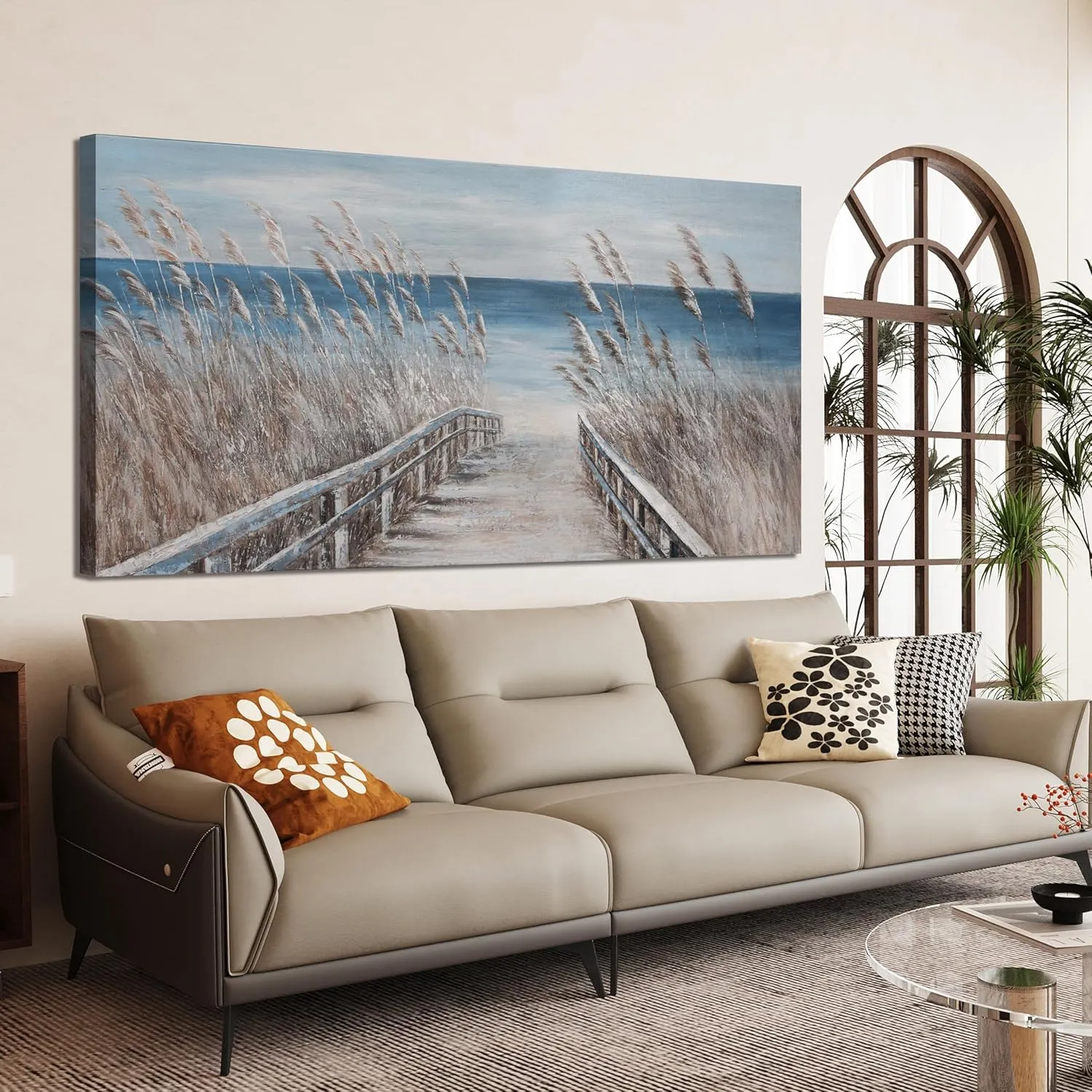 Dimpaga Canvas Wall Art Decor Blue Modern Wall Art Decorations Beach Coastal Wall Art Prints Wall Pictures for Living Room Artwork for Walls Home Office Wall Decor 20"X40"