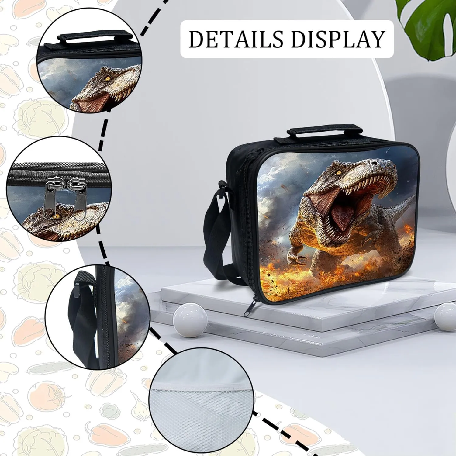 Dinosaur Backpack 3 PCS Set for Boys Girls, T-Rex School Bag with Lunch Box Pencil Case, Cool Dino Lightweight Bookbag, Perfect for Elementary Middle School Students