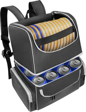 Disc Golf Bag with Large Capacity - 18  Discs, Insulated Cooler, Lightweight & Durable with Multi-pocket for Accessories