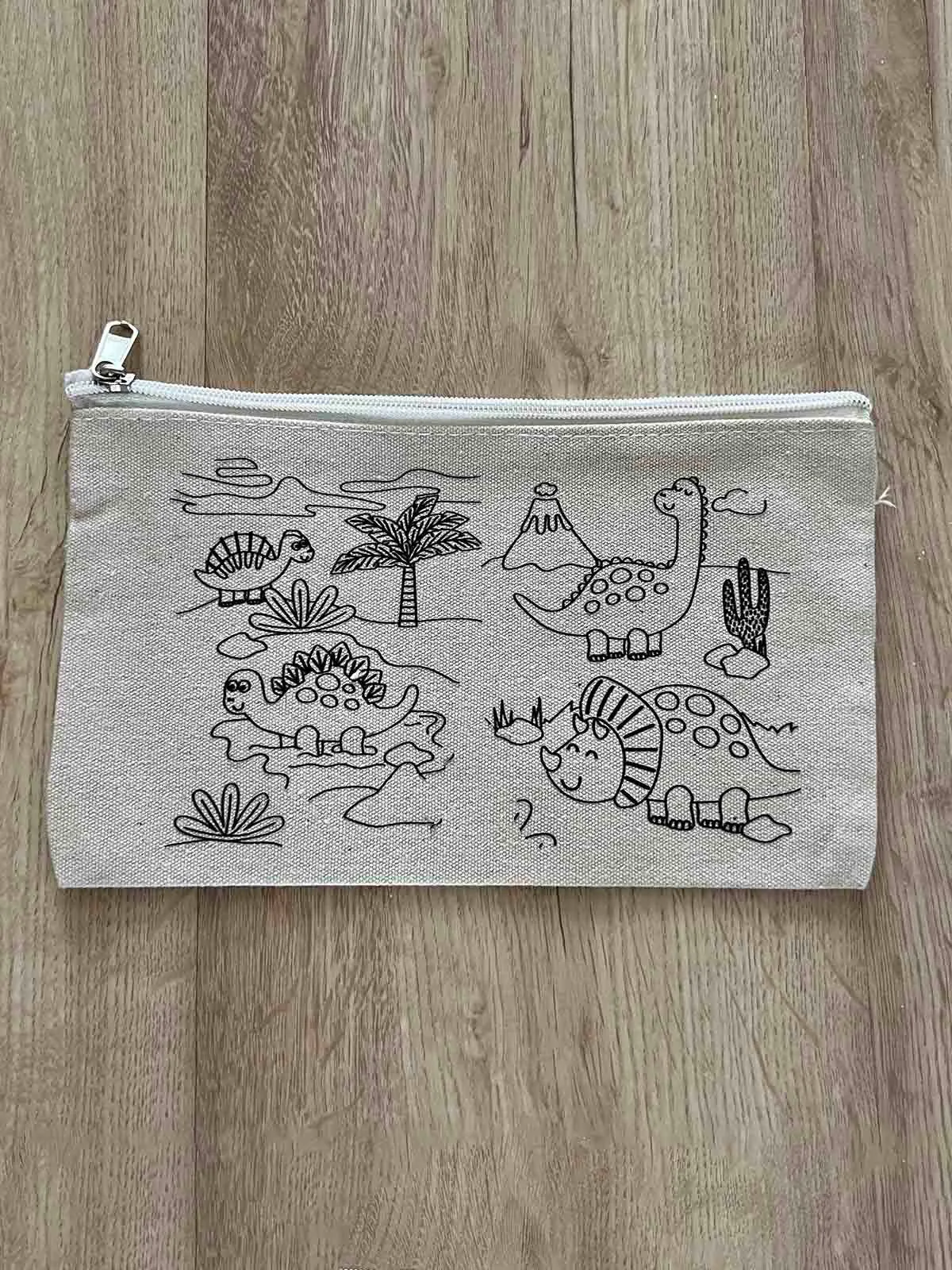 DIY Colouring Little Dinosaur Kingdom Pouch