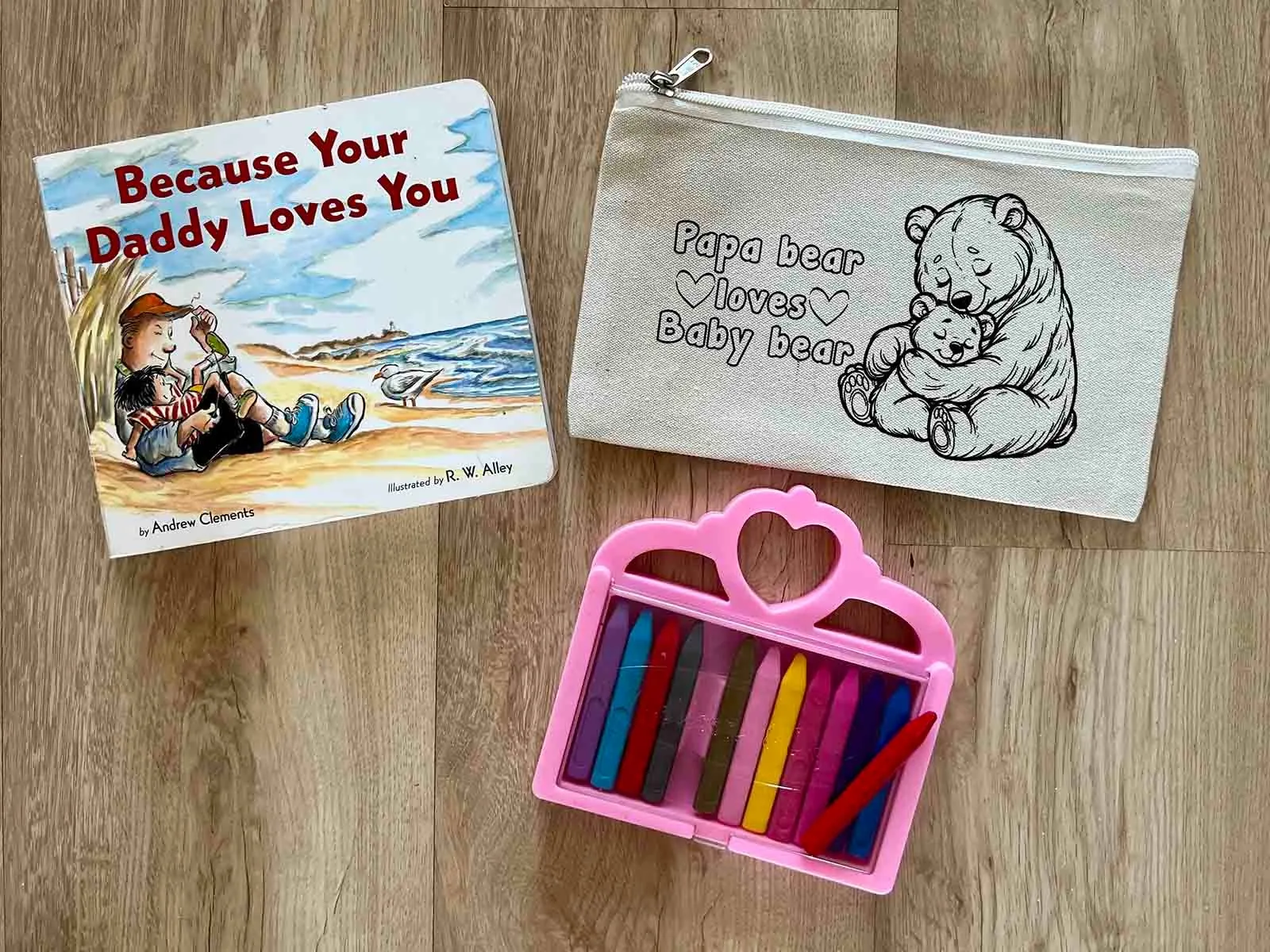 DIY Colouring Papa Bear Loves Baby Bear Pouch