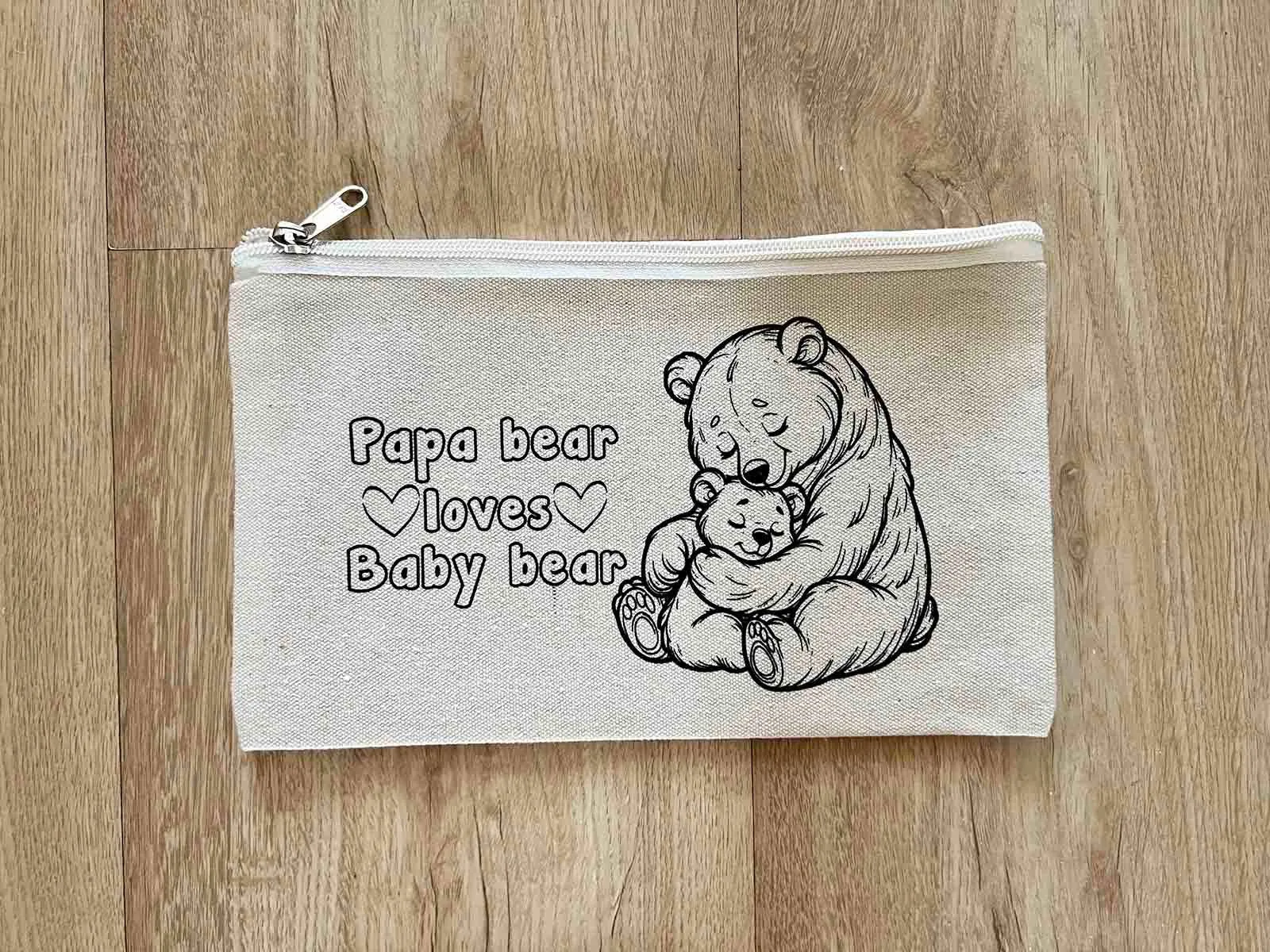 DIY Colouring Papa Bear Loves Baby Bear Pouch