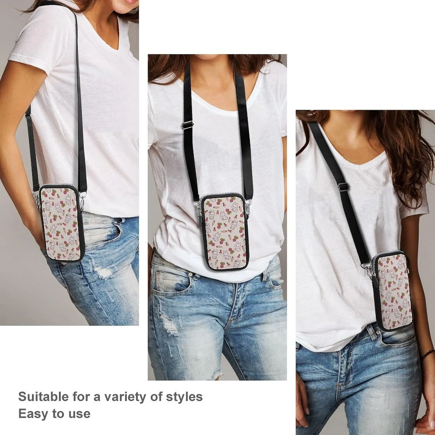 Dog Paw Footprint And BoneSmall Crossbody Bag - Mini Phone Wallet with Crossbody Strap And Wallet