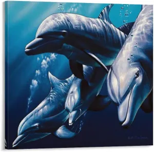 Dolphins Game - Christian Ries Lassen Wall Art Poster Artworks Canvas Poster Room Aesthetic Wall Art Prints Home Modern Decor Gifts Framed-unframed 16x16inch(40x40cm)