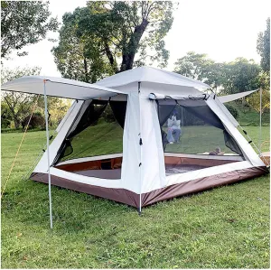 Dome Tent 4 Man Double Doors and Four Windows,Pop Open in Three Seconds Insulated Tent Practical Sturdy Pop-Up Tents for Hiking Backpacking