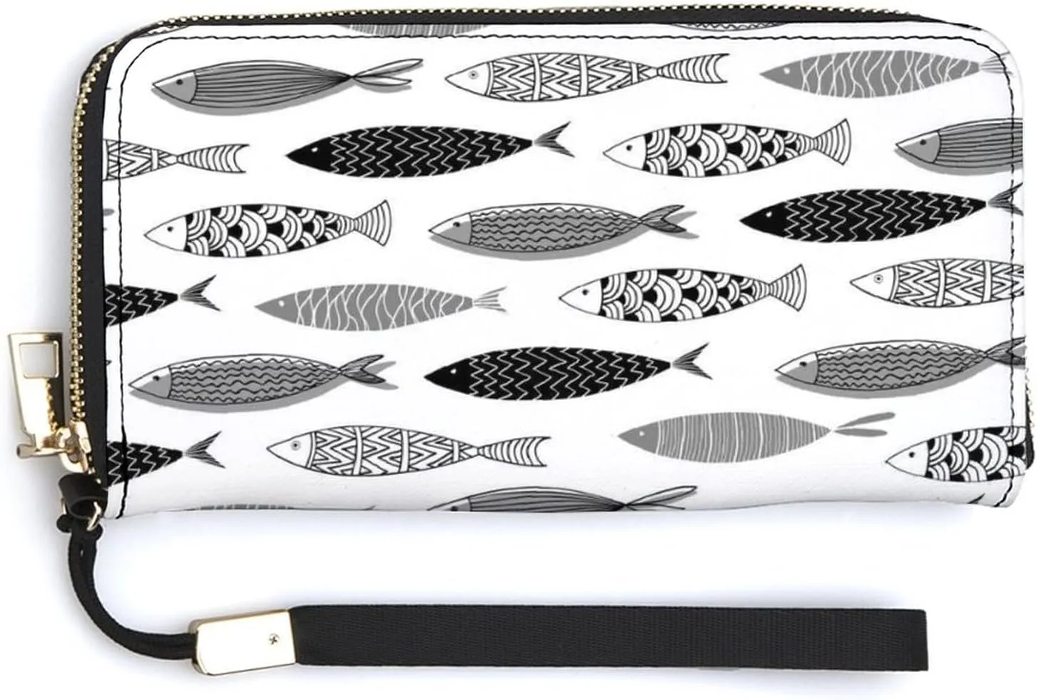 Donnapink Long Clutch Wallet, Long Handbag with Wristlet Strap, PU Leather Zip Purse