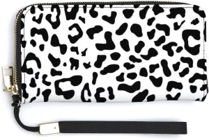 Donnapink Long Clutch Wallet, Long Handbag with Wristlet Strap, PU Leather Zip Purse