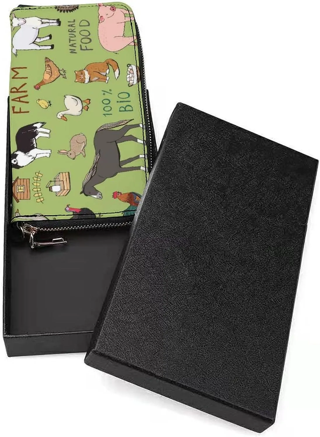 Donnapink Long Clutch Wallet, Long Handbag with Wristlet Strap, PU Leather Zip Purse