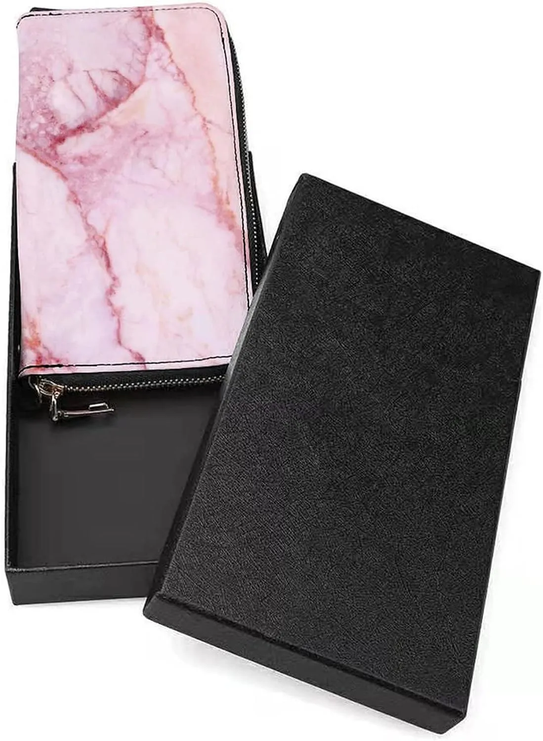 Donnapink Long Clutch Wallet, Long Handbag with Wristlet Strap, PU Leather Zip Purse