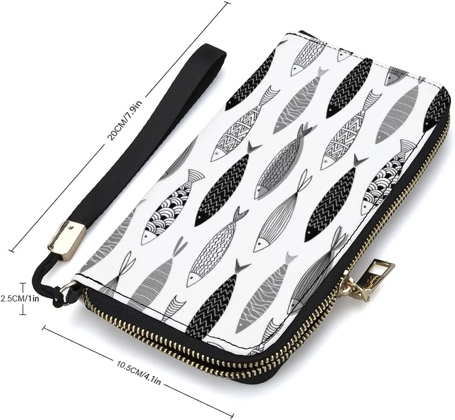 Donnapink Long Clutch Wallet, Long Handbag with Wristlet Strap, PU Leather Zip Purse
