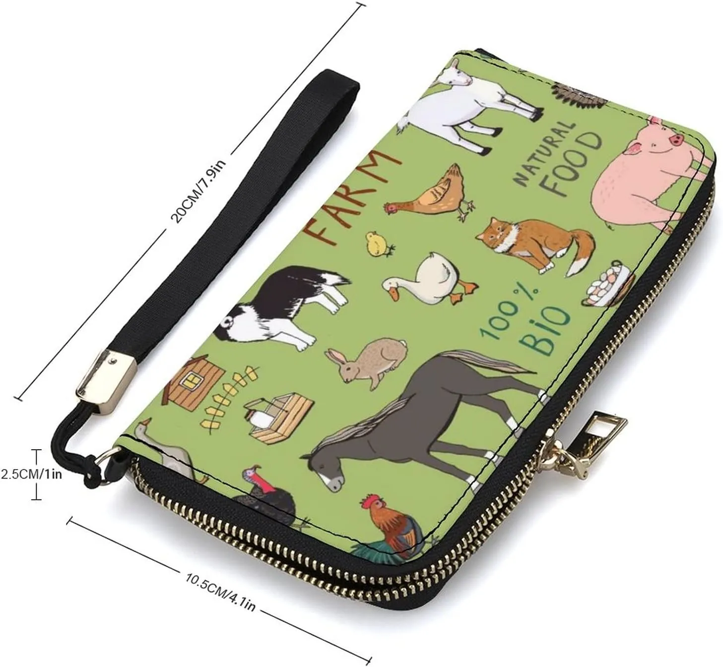 Donnapink Long Clutch Wallet, Long Handbag with Wristlet Strap, PU Leather Zip Purse