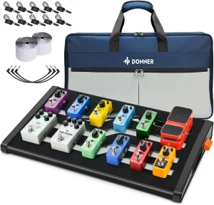 Donner Guitar Effects Pedal Board, DB-S300 Extra Large Power Supply Pedalboard Set with Convertible Bag Backpack, 60" Adhesive Backed Hook-and-Loop and Power Supply Mounting Device,22.04" x 12.76"