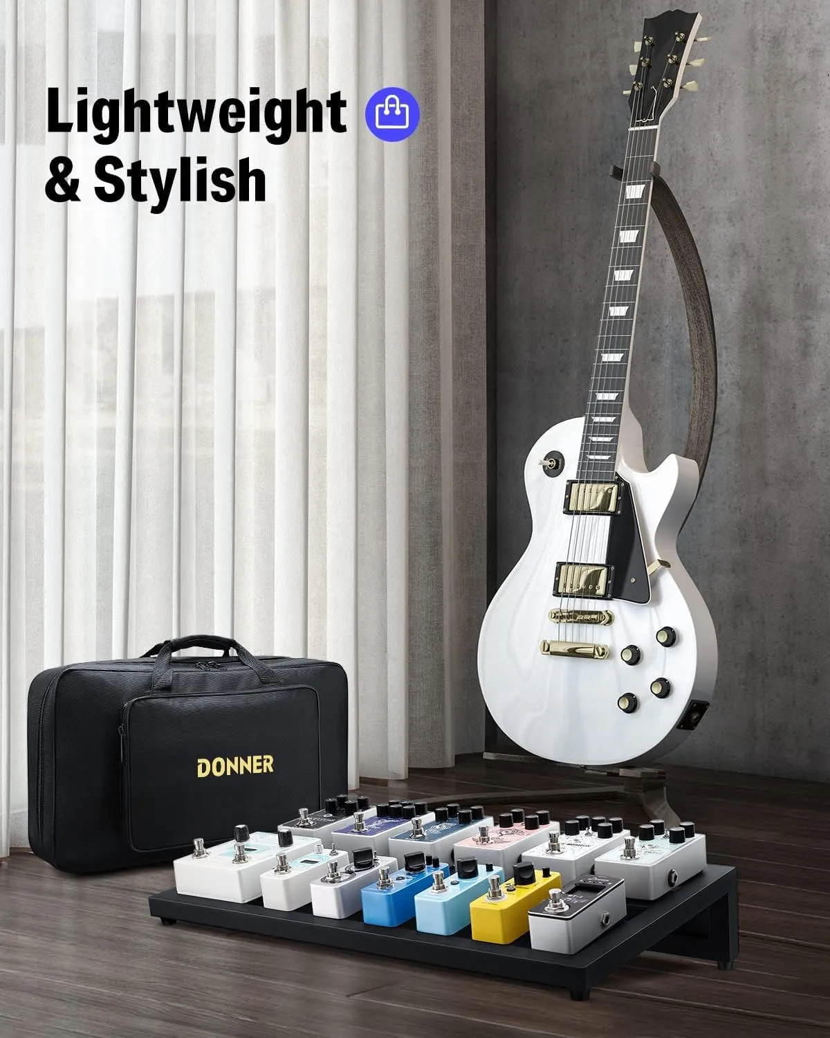 Donner Guitar Pedal Board Case DB-3 Aluminium Pedalboard 20'' x 11.4'' x 4'’ with Bag