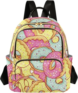 Donut Mini Backpack Women's Quilted Small Backpack Purse for Women College Fashion Travel Daypack Shoulder Bag