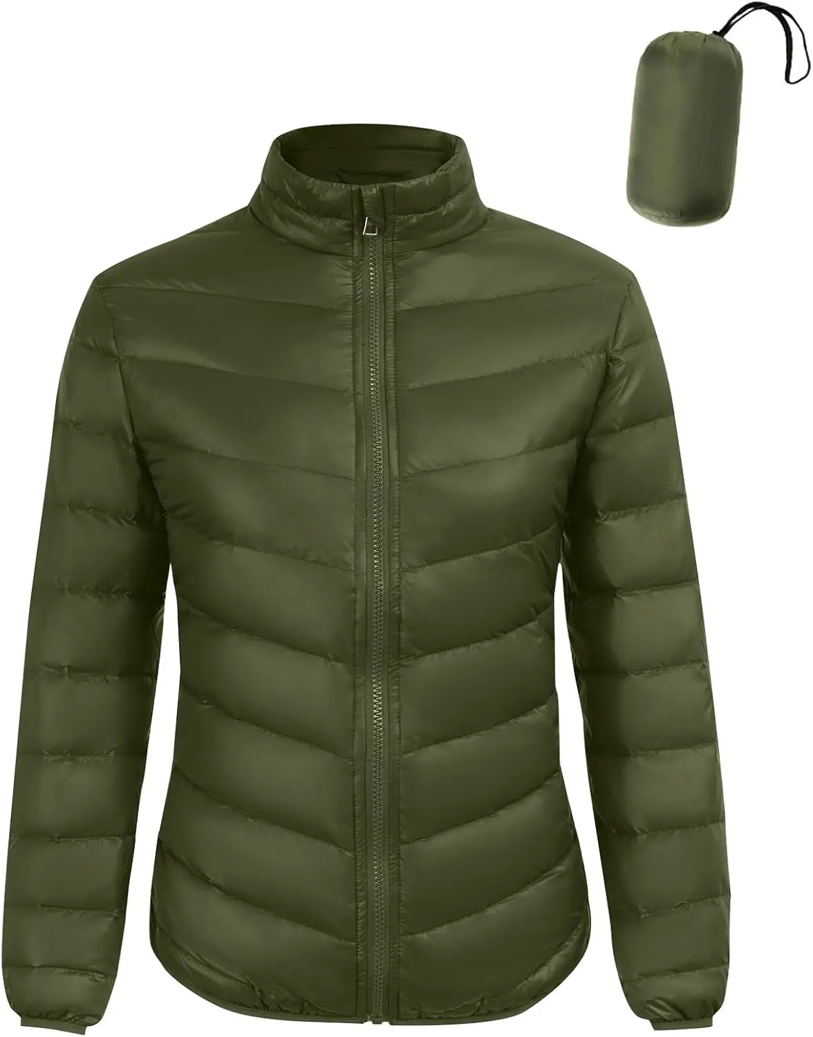 Down Jacket Women Packable Lightweight Puffer Jacket Quilted Stand Collar Winter Coat