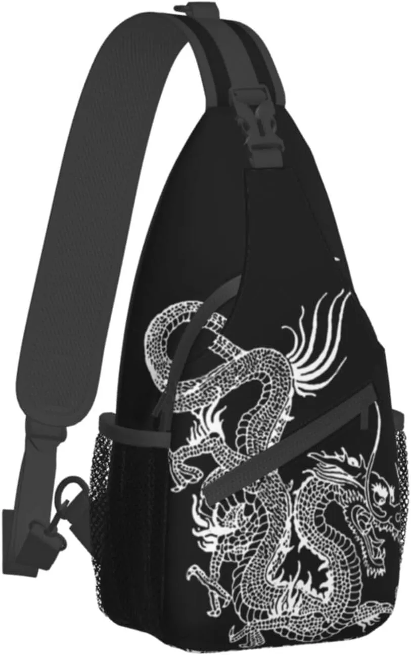 Dragon Shoulder Bag Mens Sling Backpack Daypack Casual Backpack Hiking Bag Cool Backpack Bag