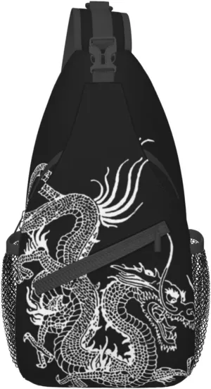 Dragon Shoulder Bag Mens Sling Backpack Daypack Casual Backpack Hiking Bag Cool Backpack Bag