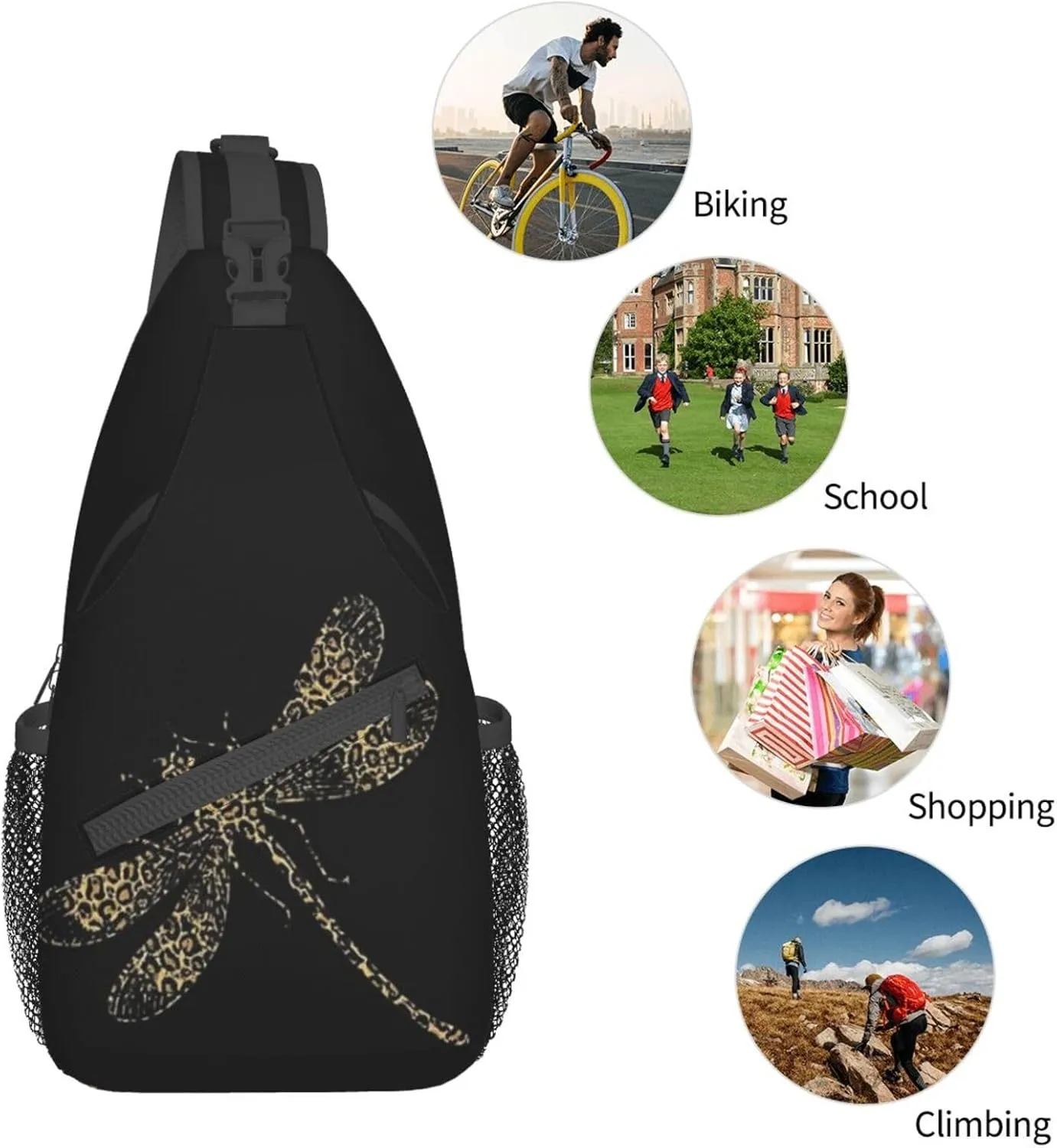 Dragonfly Shoulder Bag Cute Sling Backpack Daypack Casual Backpack Hiking Bag Womens Backpack Bag