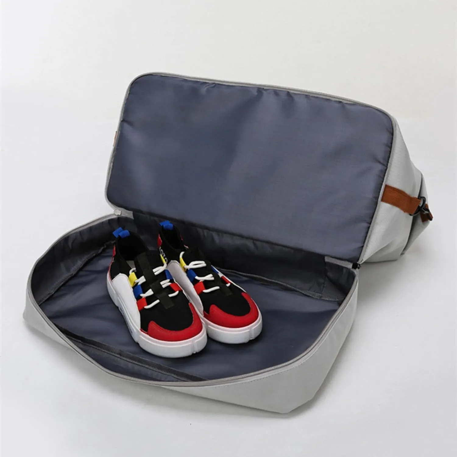 Duffle Bag with Independent Shoe Holder,Large Capacity,Canvas Material,Reusable Strong Load Bearing Multi-pocket Storage Splash-proof Dry Wet Outdoor Fitness Bag Travel Supplies for Men Women Black