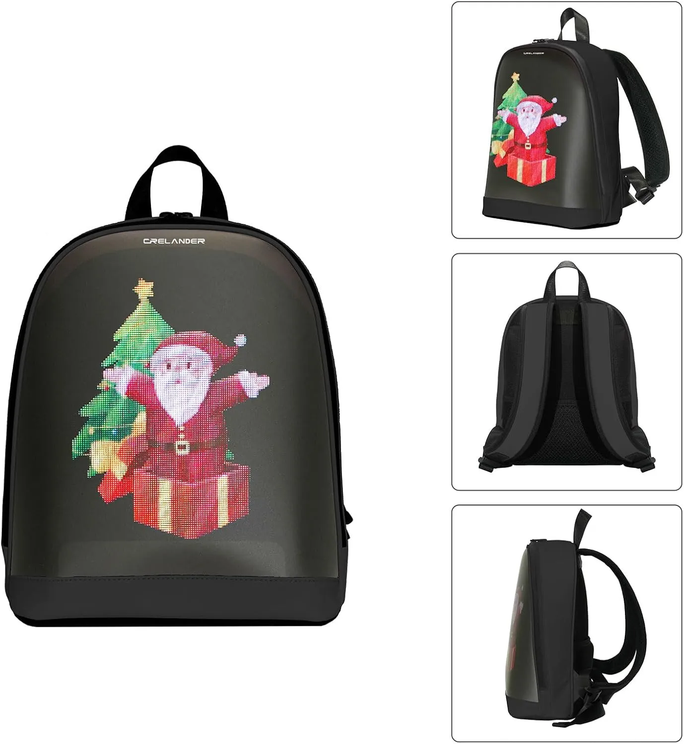 Dynamic Backpack, Smart LED Backpack Mini Fashion Shoulder Bag Programmable Daily Use Cycling Travel Daypack App Control (black)