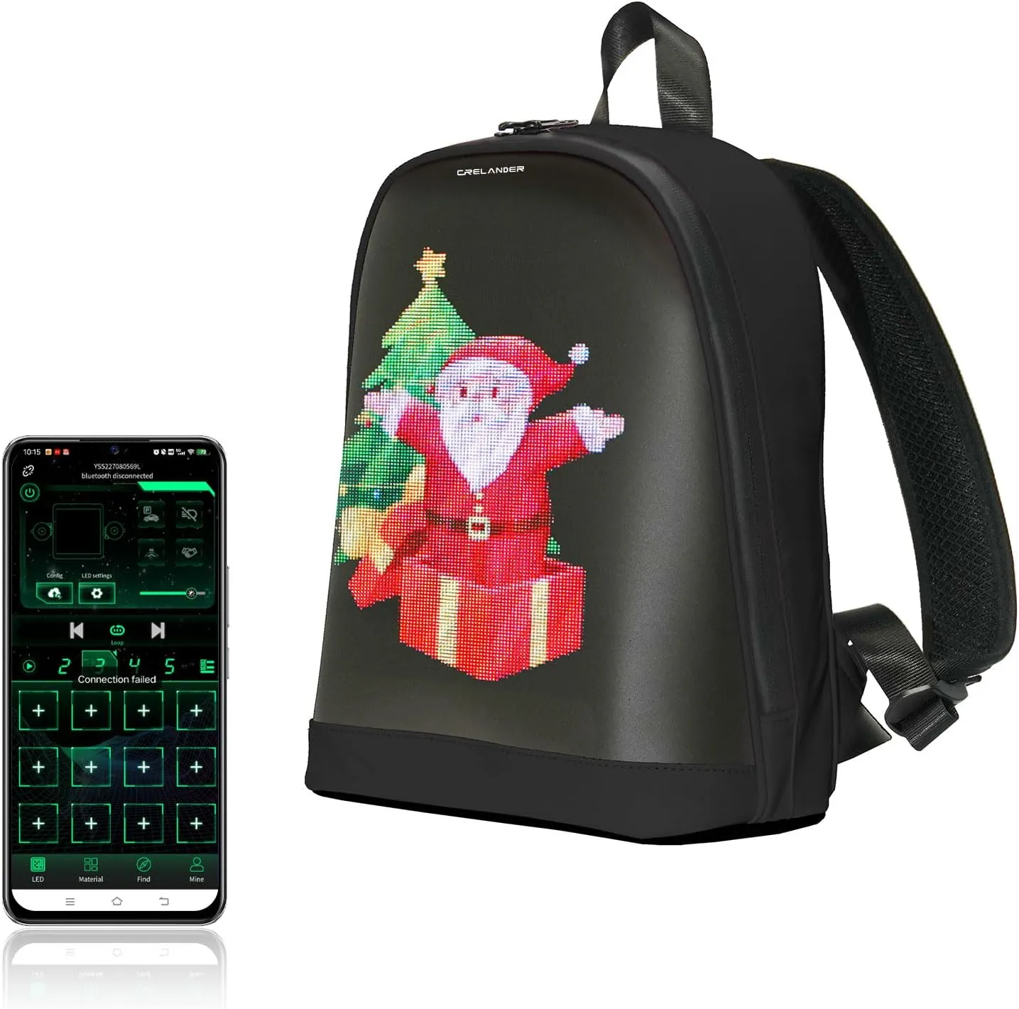 Dynamic Backpack, Smart LED Backpack Mini Fashion Shoulder Bag Programmable Daily Use Cycling Travel Daypack App Control (black)