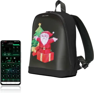 Dynamic Backpack, Smart LED Backpack Mini Fashion Shoulder Bag Programmable Daily Use Cycling Travel Daypack App Control (black)