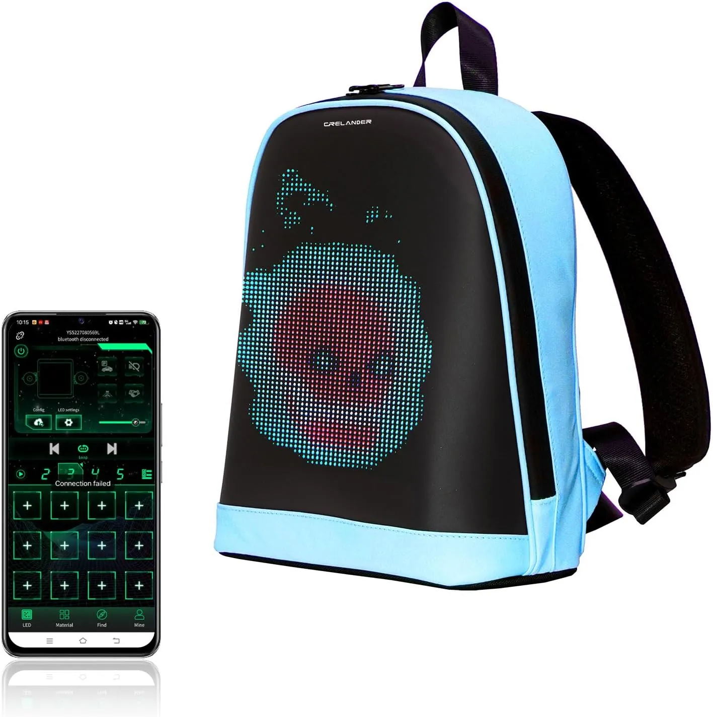 Dynamic Backpack, Smart LED Backpack Mini Fashion Shoulder Bag Programmable Daily Use Cycling Travel Daypack App Control (blue)