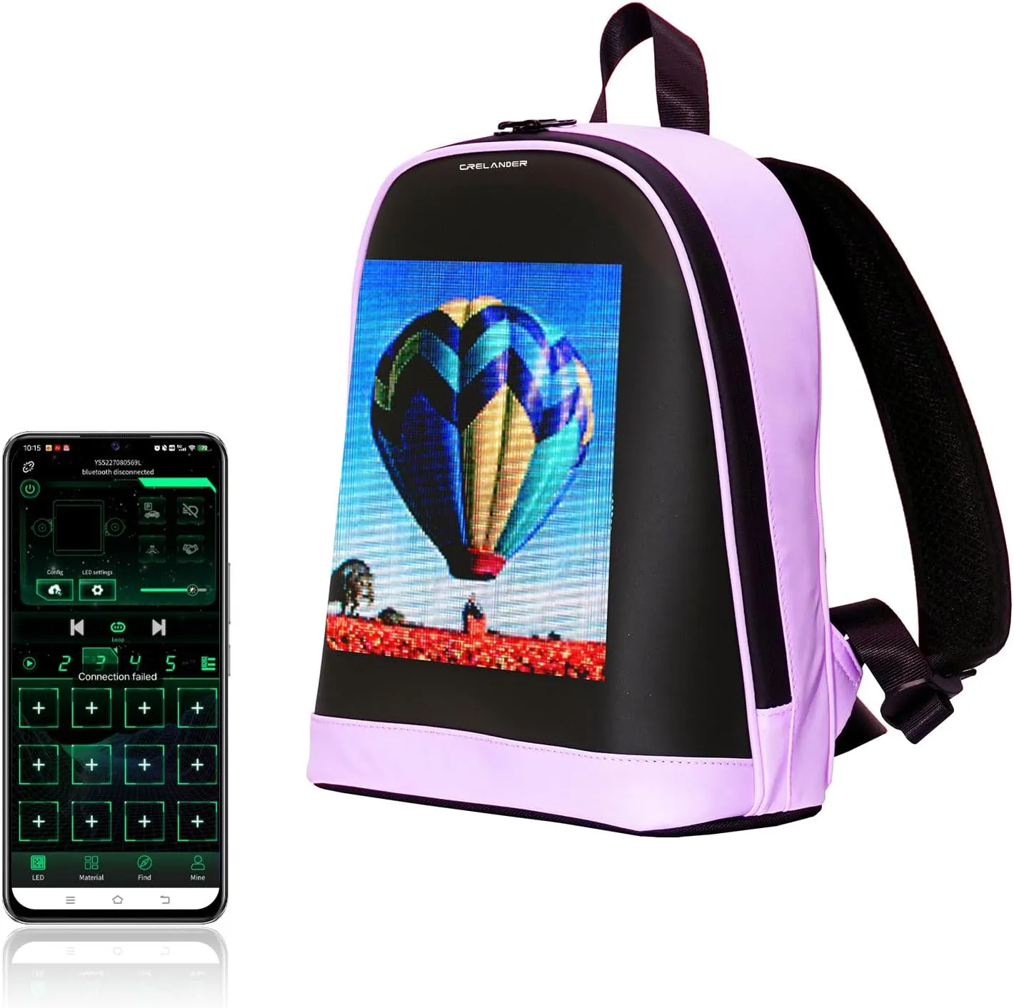 Dynamic Backpack, Smart LED Backpack Mini Fashion Shoulder Bag Programmable Daily Use Cycling Travel Daypack App Control (purple)