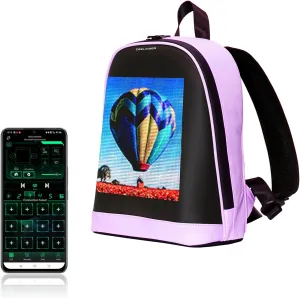 Dynamic Backpack, Smart LED Backpack Mini Fashion Shoulder Bag Programmable Daily Use Cycling Travel Daypack App Control (purple)