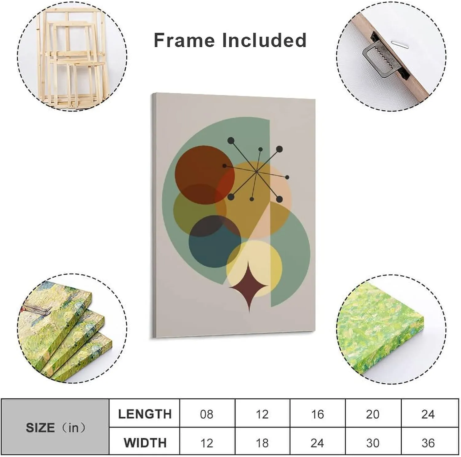 Earth Tones Modern Eames Style Danish Modern Midcentury Art, Atomic Retro Mid Century Modern Wall P Canvas Art Poster And Wall Art Picture Print Modern Family Bedroom Decor Posters 24x36inch(60x90cm)
