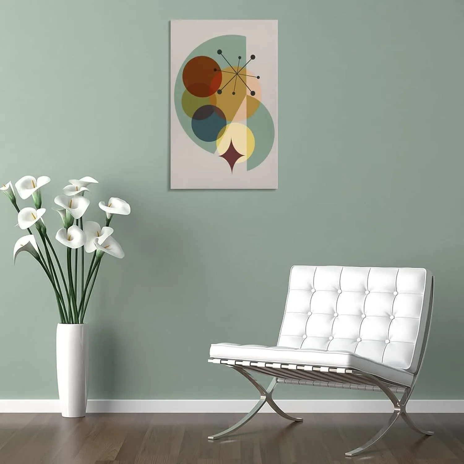 Earth Tones Modern Eames Style Danish Modern Midcentury Art, Atomic Retro Mid Century Modern Wall P Canvas Art Poster And Wall Art Picture Print Modern Family Bedroom Decor Posters 24x36inch(60x90cm)