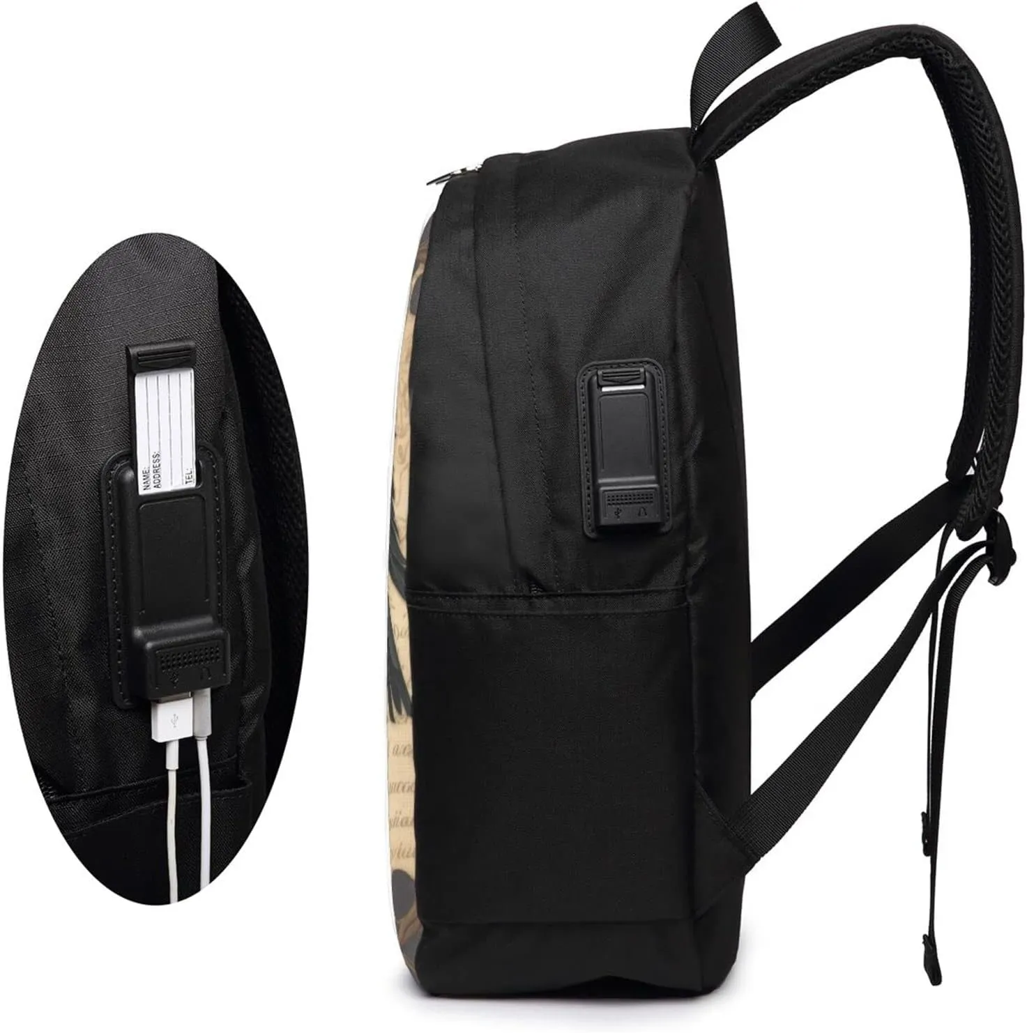 Edgar Allan Poe The Raven Skull Laptop Backpack, Travel Backpack with USB Charging Port, Computer Bag for Men Women