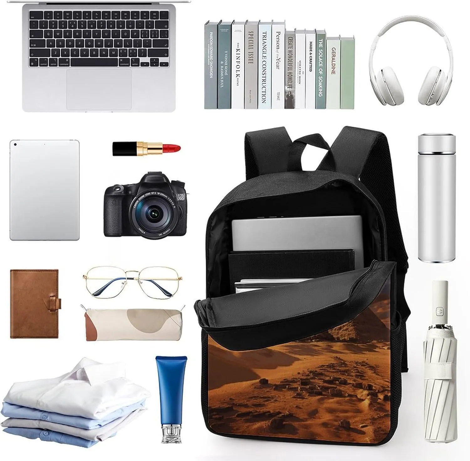 Egyptian Pyramids Backpack, Laptop Backpack for Men, 17 Inch Travel Hiking Daypack, Casual Backpack