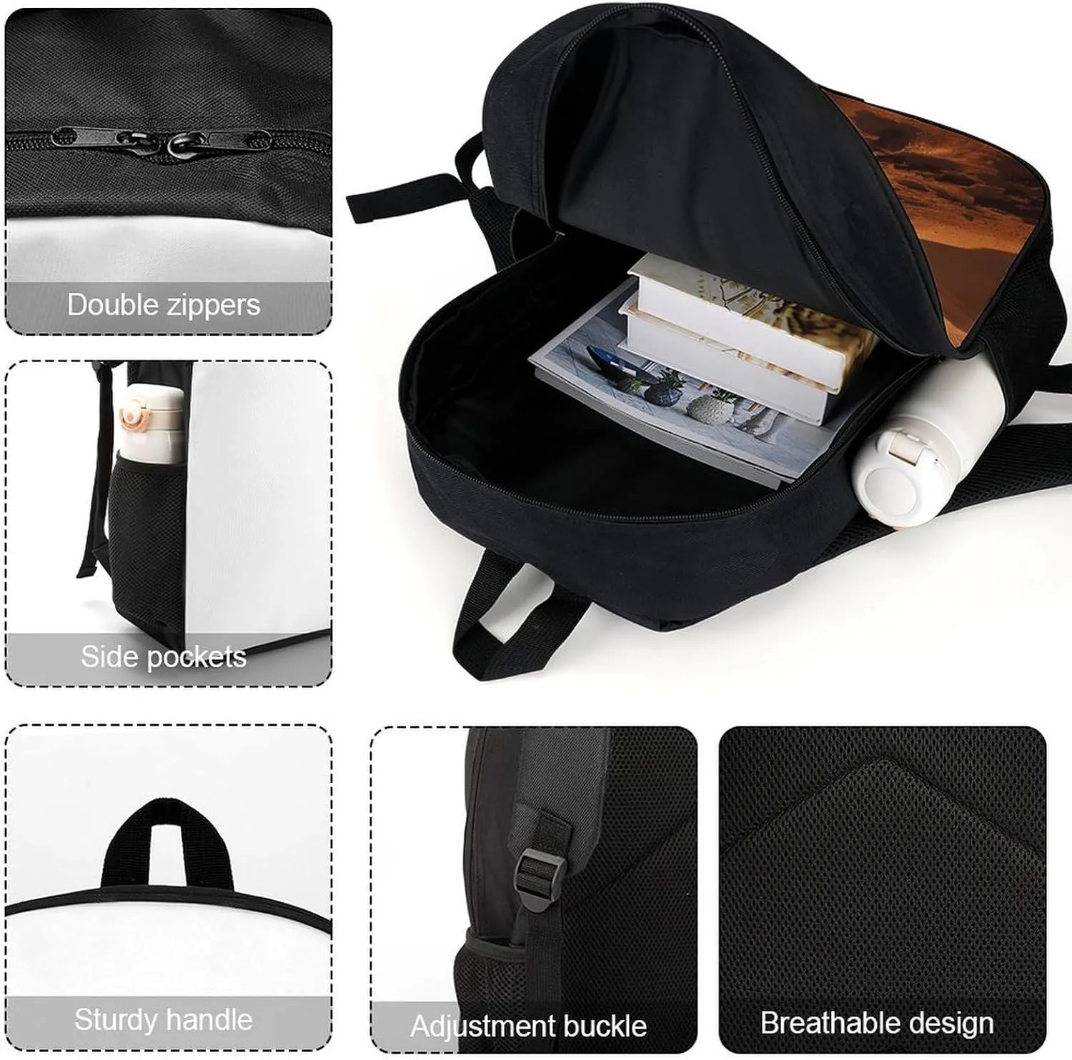 Egyptian Pyramids Backpack, Laptop Backpack for Men, 17 Inch Travel Hiking Daypack, Casual Backpack