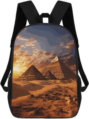 Egyptian Pyramids Backpack, Laptop Backpack for Men, 17 Inch Travel Hiking Daypack, Casual Backpack