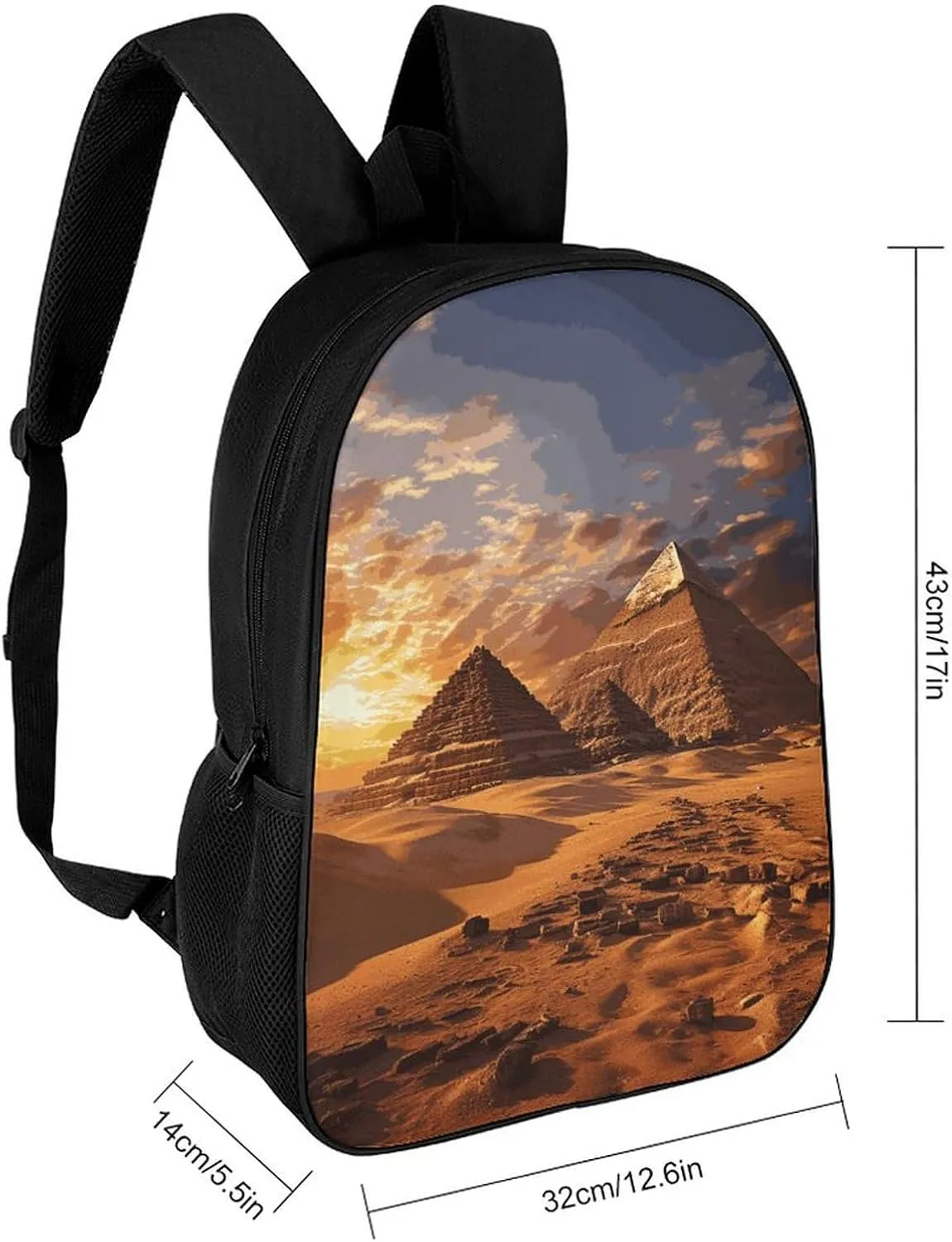 Egyptian Pyramids Backpack, Laptop Backpack for Men, 17 Inch Travel Hiking Daypack, Casual Backpack