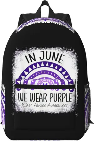 Elder Abuse Awareness Month Backpack for Worker Business Hiking Travel Shoulders Bag Fashion Backpack