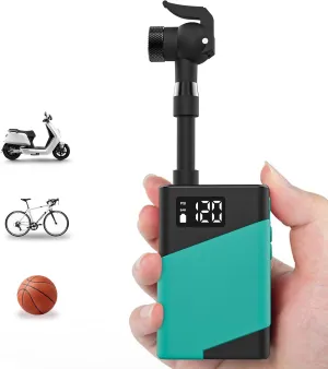 Electric Bike Pump, with Real-time Gauge, 120PSI, 2 * 750mAh Battery, Preset Pressure & Auto Stop - Free Your Hands, for Bikes with Schrader or Presta