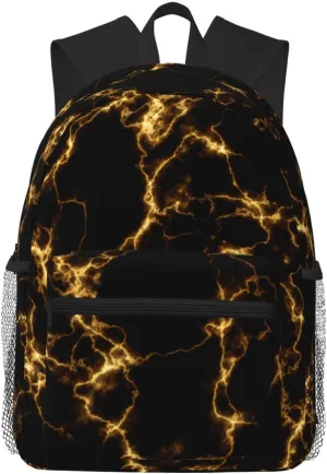 Elegant Marble Style3 - Black Gold Lightweight Packable Backpack Travel Casual Hiking Daypack Foldable Backpack For Men Women