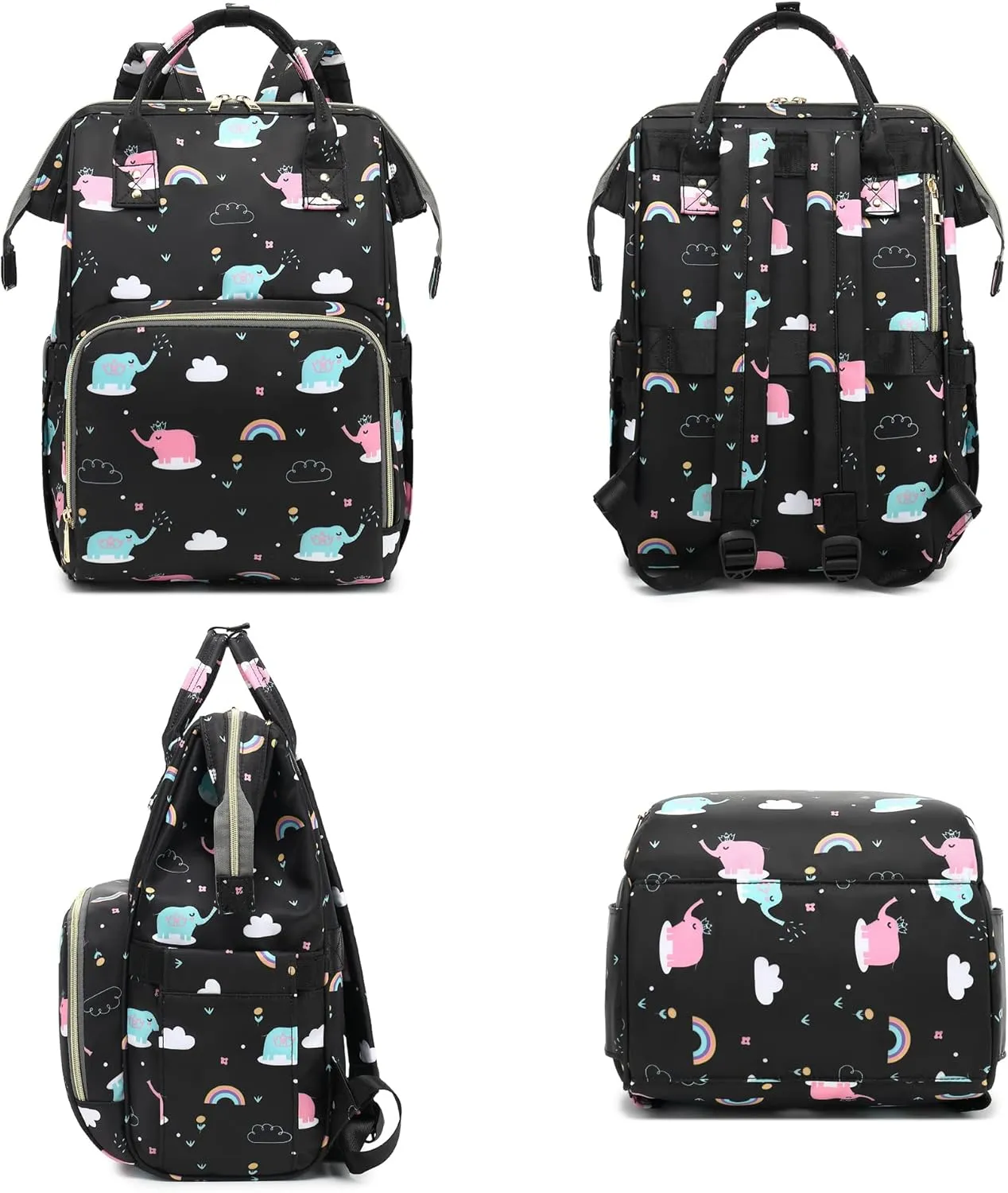 Elephant Laptop Backpack for Women Men, 15.6 inch College School Backpack Bookbag for Work/School/Travel/Business (Black)