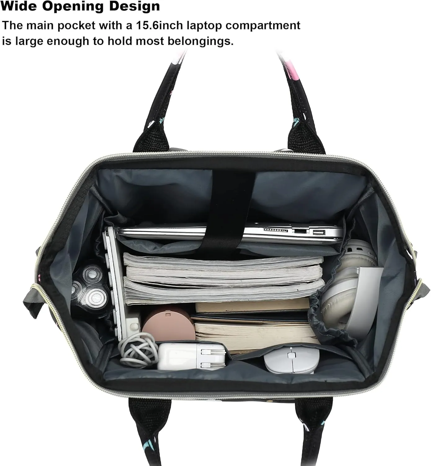 Elephant Laptop Backpack for Women Men, 15.6 inch College School Backpack Bookbag for Work/School/Travel/Business (Black)