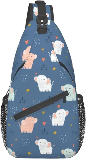 Elephant Shoulder Bag Animal Sling Backpack Daypack Casual Backpack Hiking Bag Cute Backpack Bag