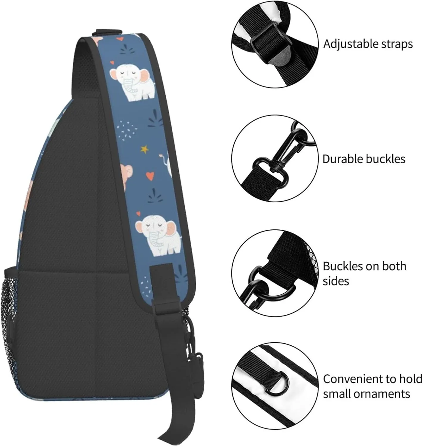 Elephant Shoulder Bag Animal Sling Backpack Daypack Casual Backpack Hiking Bag Cute Backpack Bag